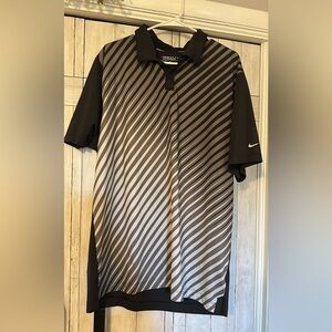 Nike Men’s Black & Gray Diagonal Stripe Polo Shirt